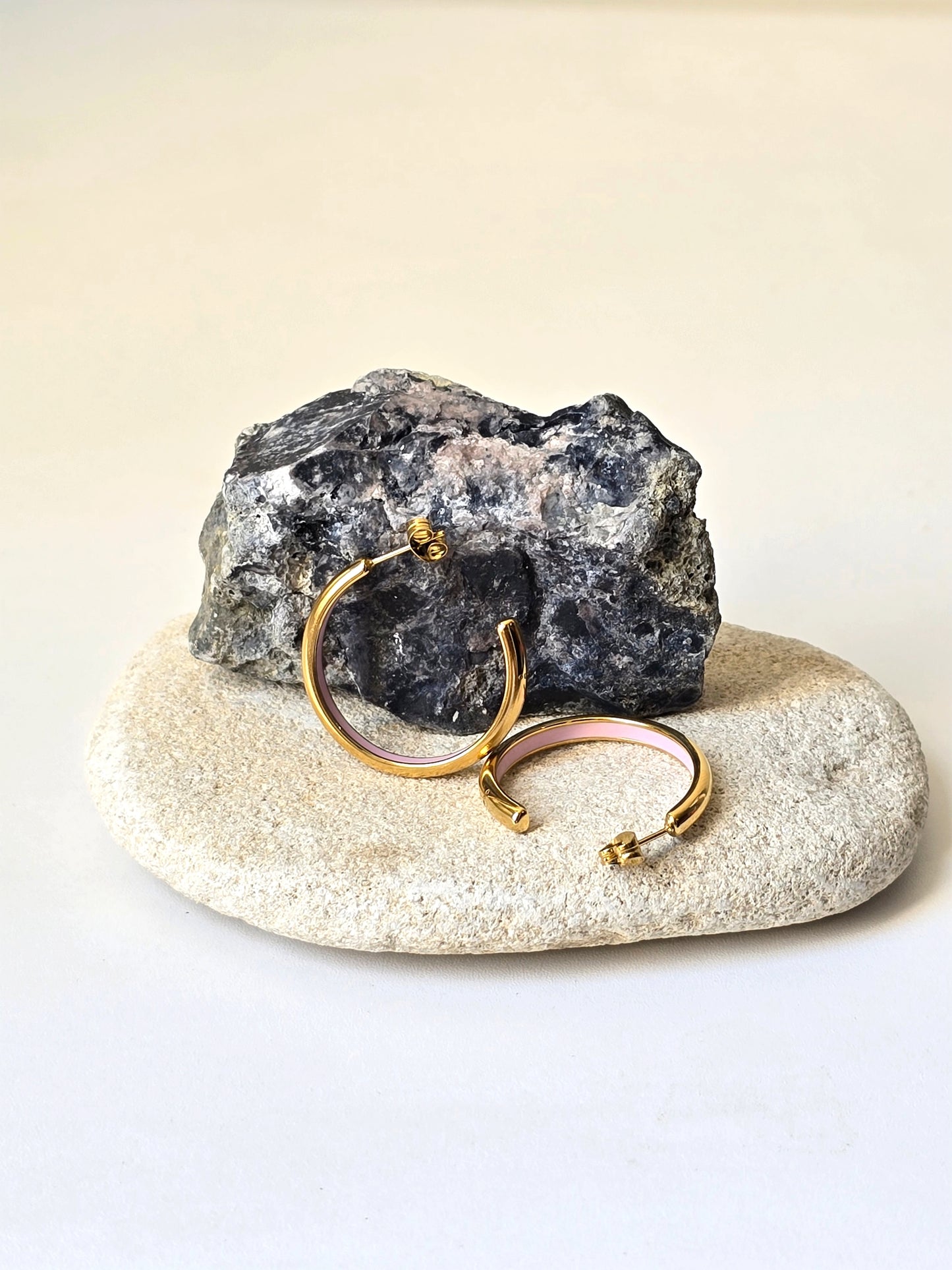 Soline – Créoles dorées/rose | Lisso