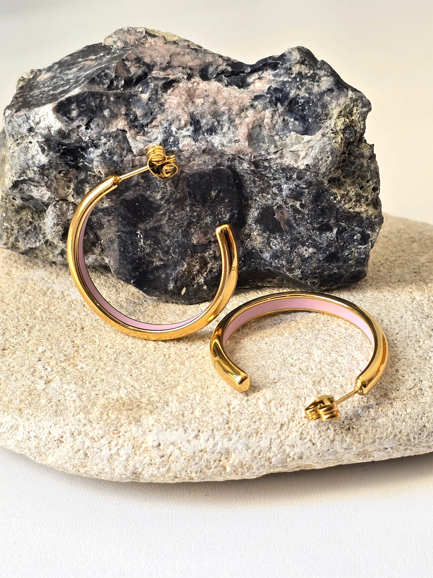 Soline – Créoles dorées/rose | Lisso