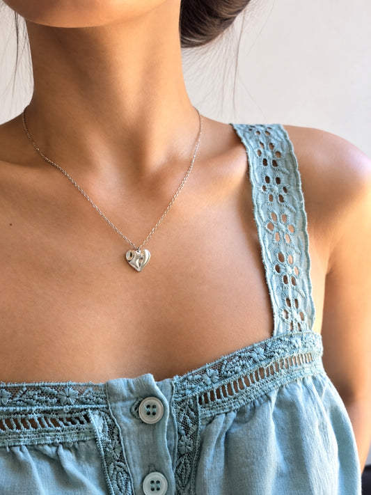 Dévon — Collier Pendentif Cœur Argenté