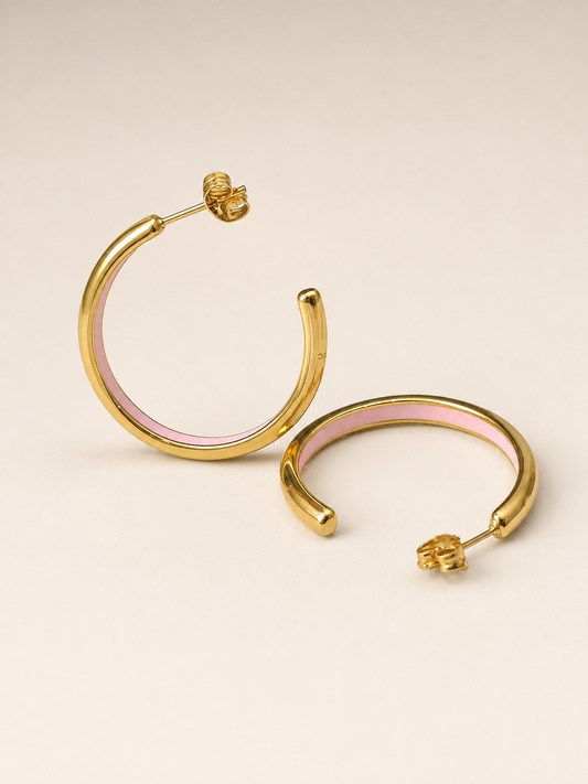 Soline – Créoles dorées/rose | Lisso