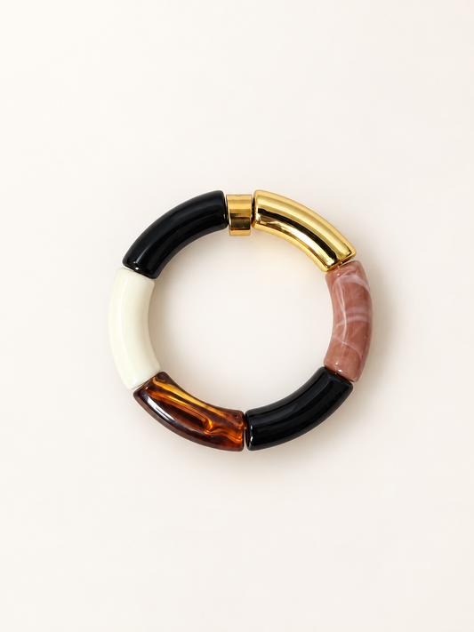 Bracelet Velours — Perles tube colorblock