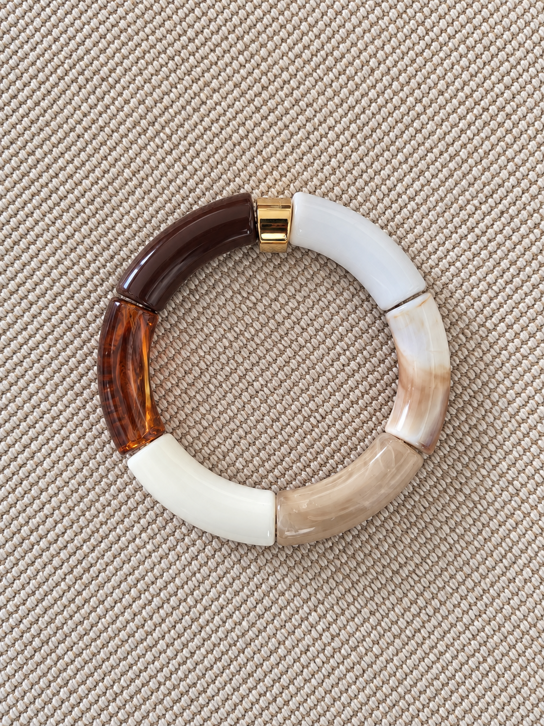 Bracelet Cognac — Perles tube colorblock