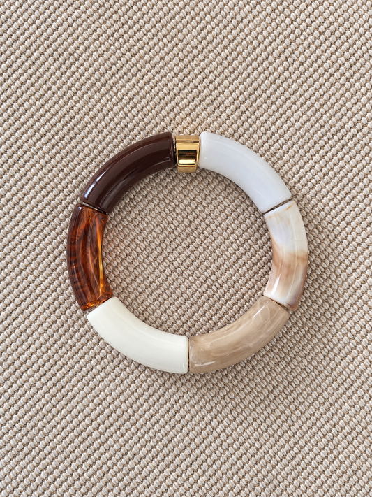 Bracelet Cognac — Perles tube colorblock